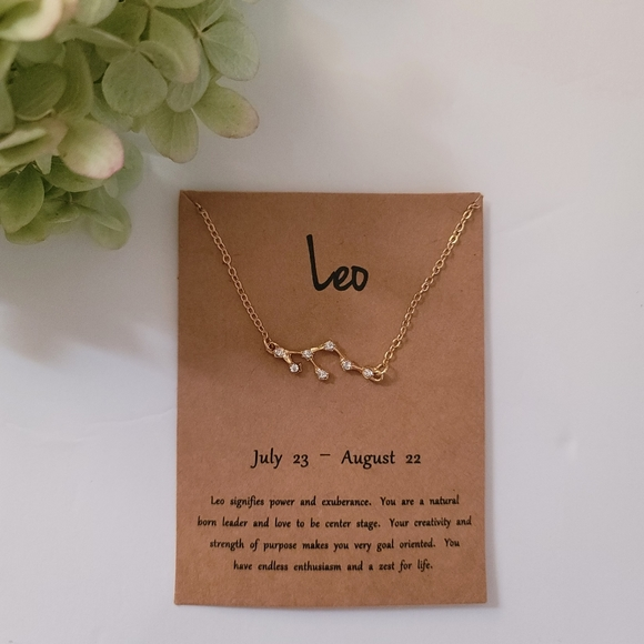 Jewelry - New Leo pendant necklace Astrology Sign Gold gemstones Lion Stocking‎ Zodiac